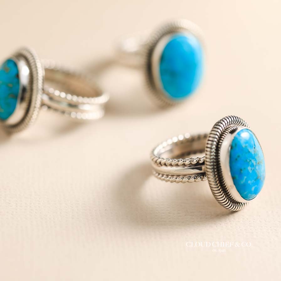 Native American Handcrafted Sterling Silver Turquoise Rings 